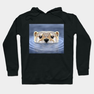 Otter with funny face classic swimming on water Hoodie